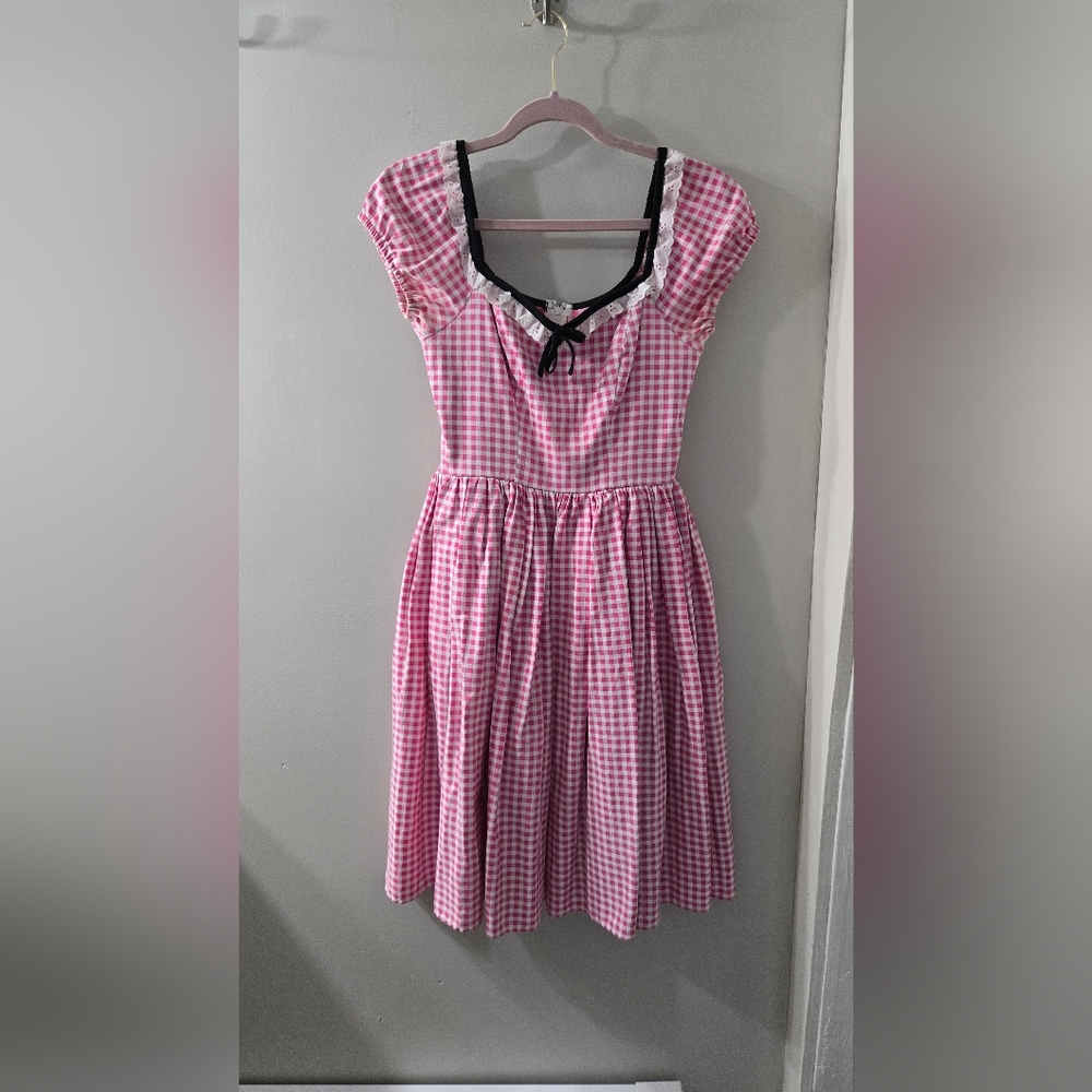 Pink Gingham Vixen Bardot Dress